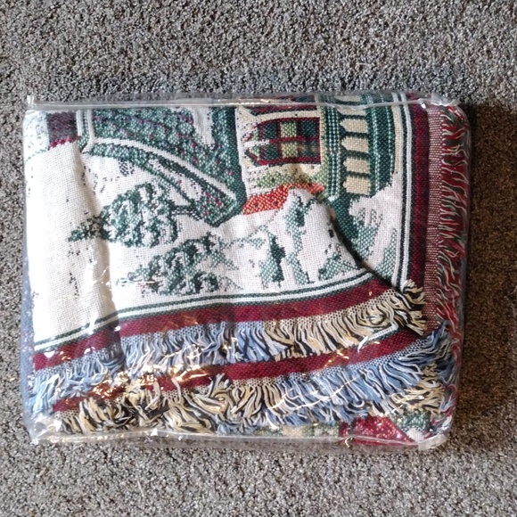 Vtg Holiday Throw Blanket - Picture 4 of 4